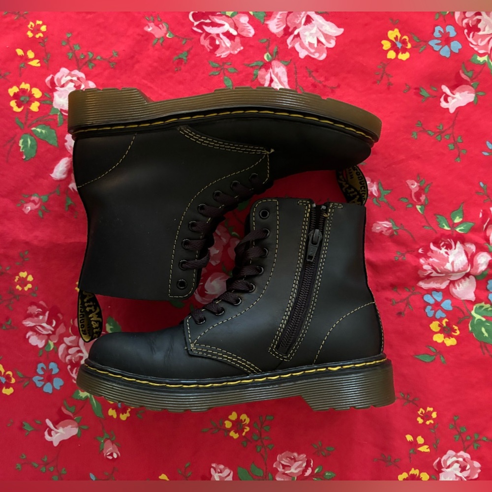 Dr. Martens Black and Yellow Combat Boots